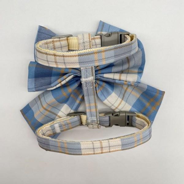 С нами Damda Шлейка для собак и кошек Набор поводков с клетчатой ​​лентой Розовый Синий Желтый