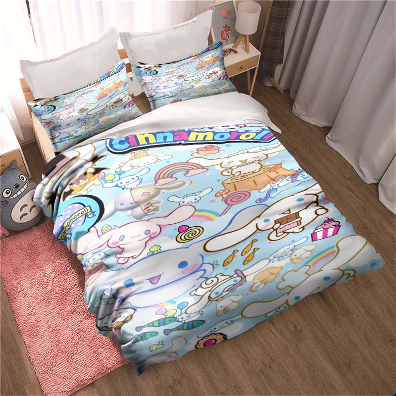2026 New Cartoon Cinnamoroll Themed Three-Piece Bedding Set, Includes Duvet Cover and Pillowcase, Perfect As A Holiday Gift.