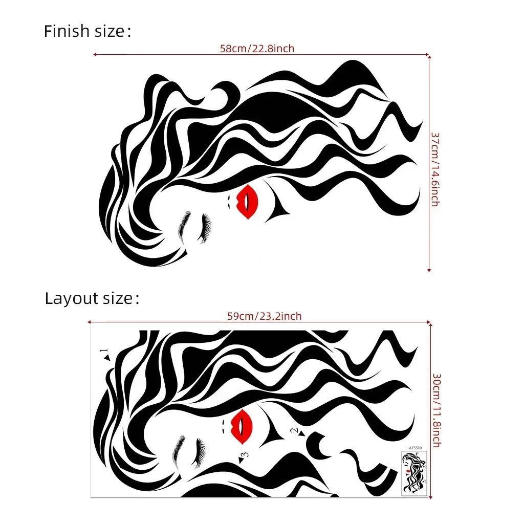 Красота Женское Лицо Наклейка на Стену Декаль Салон Красоты Обои Косметика Макияж Настенная Наклейка Фреска Съемная Салон Декорация