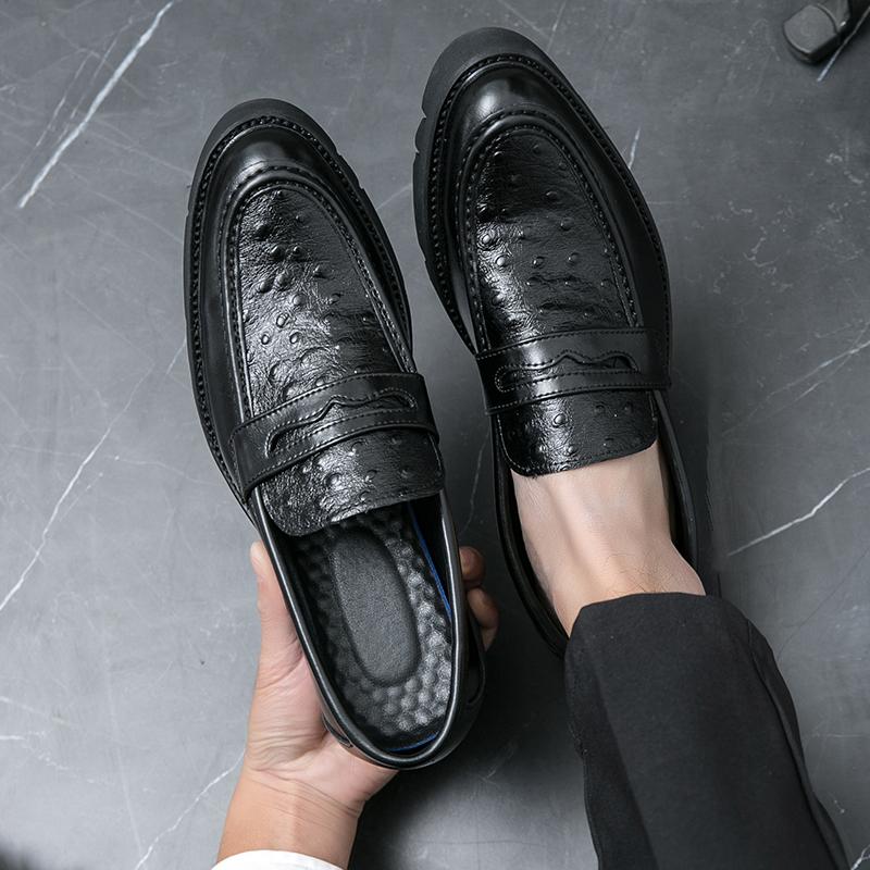 2026 новая мужская кожаная обувь в стиле business casual на толстой подошве, лоферы-слипоны, мужская обувь в британском стиле