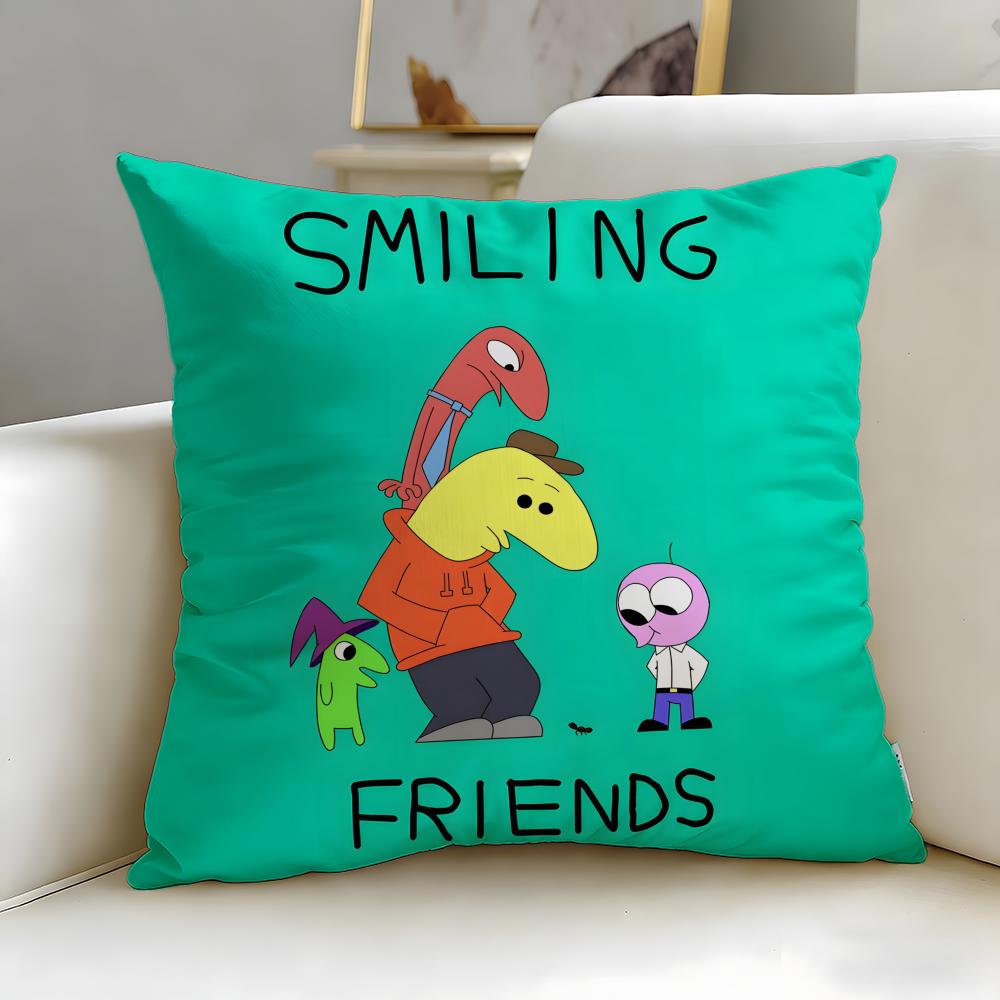 Классическая мультяшная наволочка Smiling Friends, мягкая, легко стирается – Универсальная для дивана, кровати, путешествий и офиса