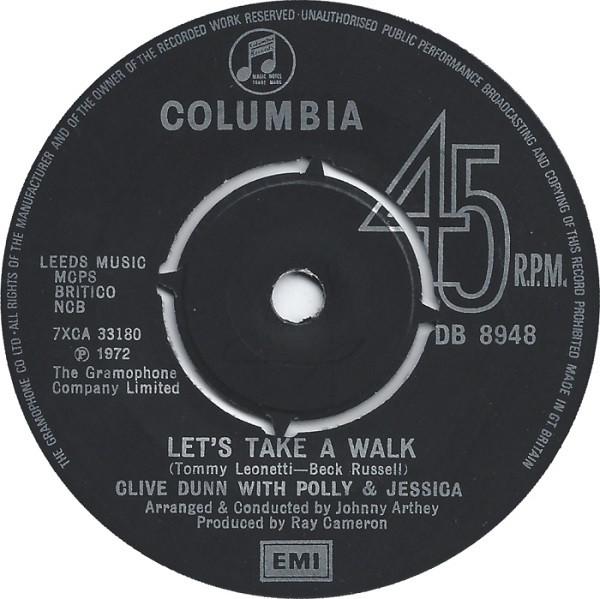 7inch Record CLIVE DUNN, POLLY DUNN & JESSICA DU - Let's Take A Walk / Tell Us DB8948 Columbia 1972 UK Pop Used