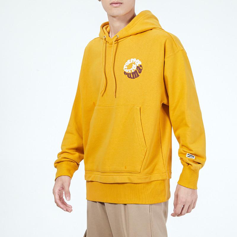 PUMA Sweatshirts Men's Yellow Hooded Moderate Mock Two Piece 533038-37