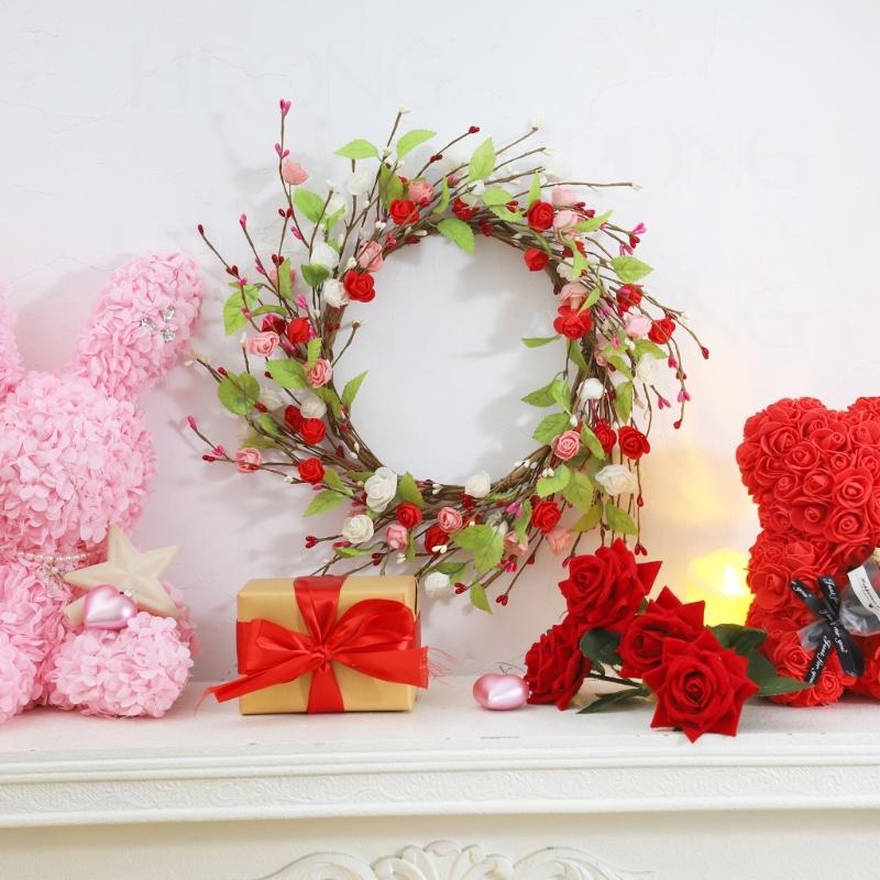 Artificial Heart Berries Wreath For Valentines's Day Decoration Decorative Garland Wedding Window Table Centerpieces