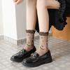 Harajuku Ретро женские носки винтажные этнические цветочные принты японские милые носки Kawaii женские летние сетчатые тонкие шелковые кружевные носки с рюшами