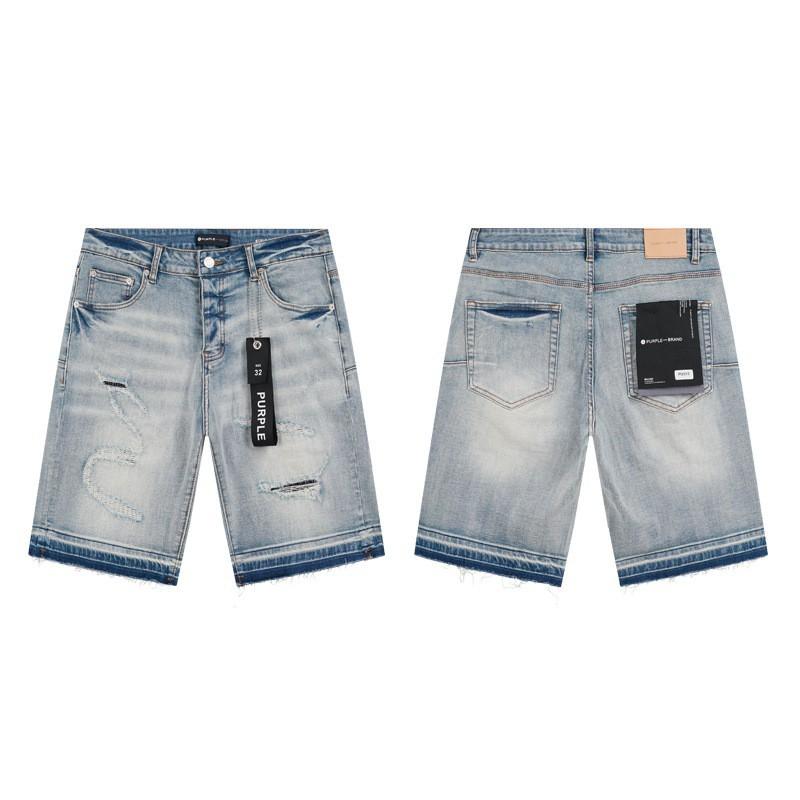 2026 Mens Premium American Streetwear Denim Shorts - Slim Fit Hand-Painted Distressed Low Rise Cotton Blend