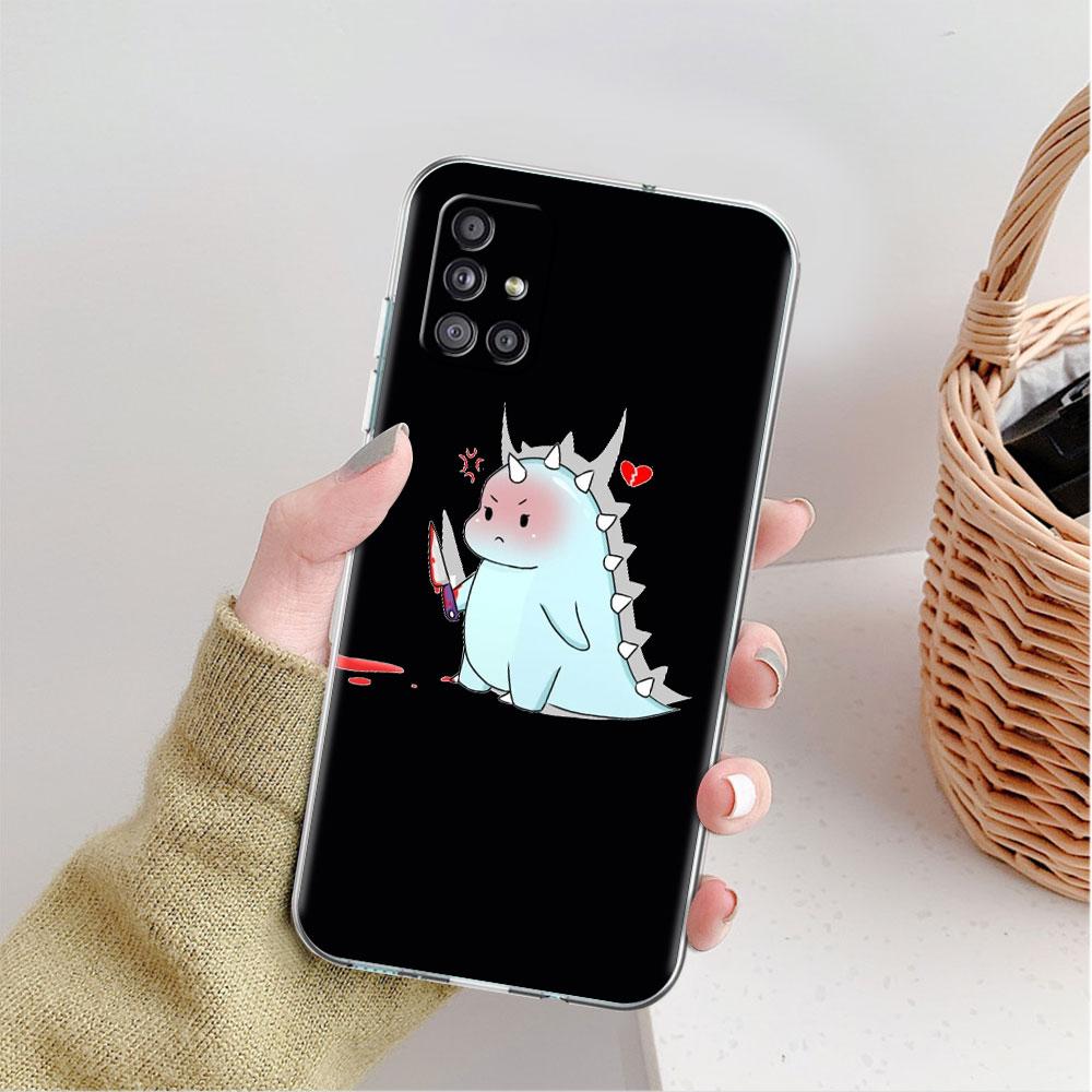 Clear Case For Samsung Galaxy A52 A12 A51 A32 A21s A71 A32 A22 50 A70 A31 A72 5G Phone Cover Dinosaur Cartoon