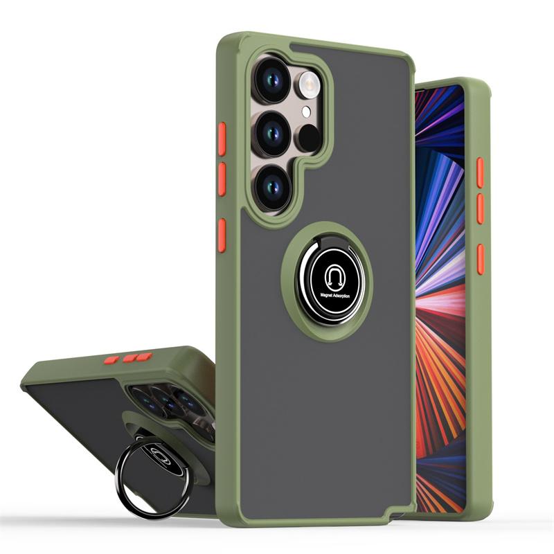 Чехол для Samsung Galaxy S24 Ultra 5G Матовый Жесткий ПК Броня Coque Galaxy S24 Plus S 24 FE S24Ultra Магнитный Держатель Кольцо Крышка