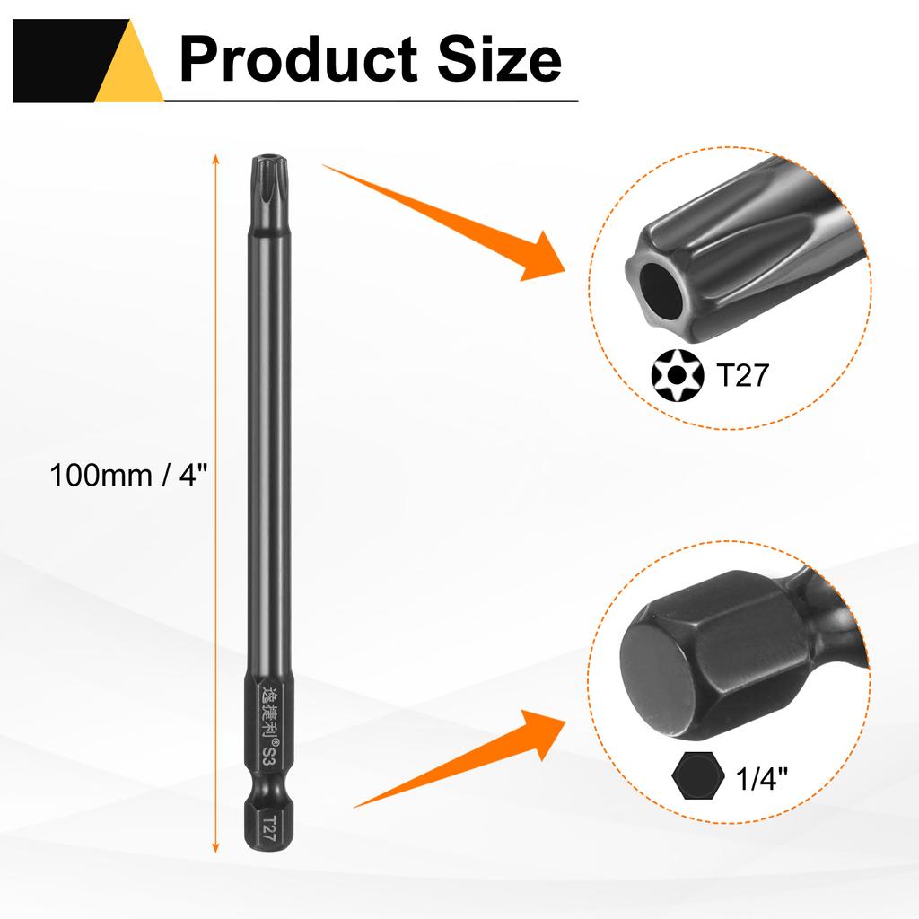 6 шт. Биты Torx T6-T40 1/4" Шестигранный Хвостовик 75 мм/100 мм Сталь S3 Магнитные Звездообразные Биты со Штифтом (Tamper Proof Star) 6-гранные Биты для Шуруповерта