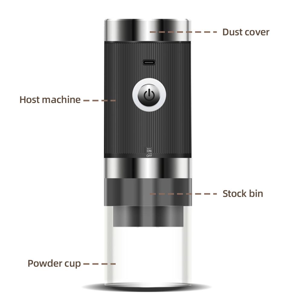 Electric Coffee Bean Grinder 5 Level Adjustable Auto Stop Gravity Espresso Grinder Portable