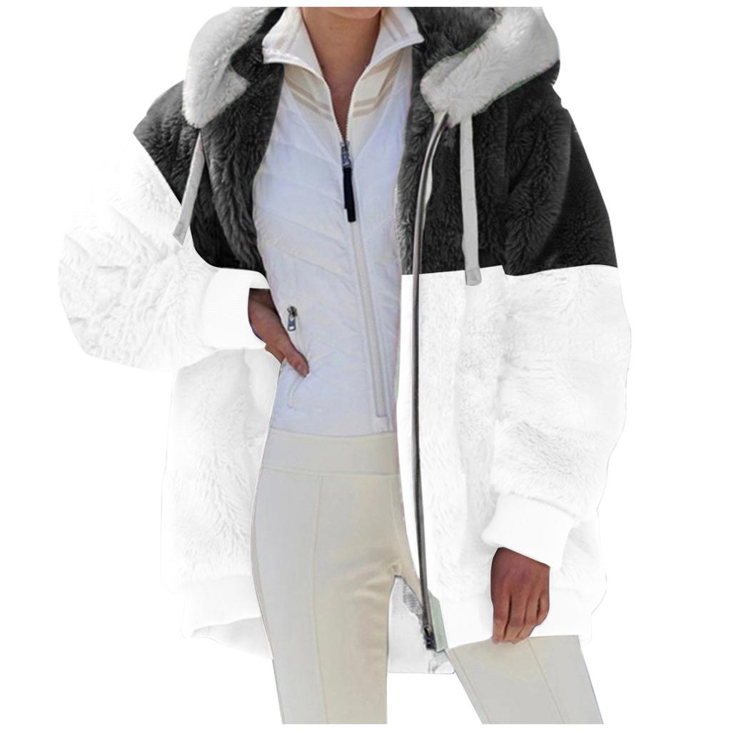 Женская мода плюшевая молния с длинным рукавом теплый свитер с капюшоном осень-зима