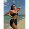Bikini Women Swimsuit New Solid Bandeau Sexy Bikinis Set Thong Swimwear Summer 3 Piece Beach Cover Up Bathing Suit Female