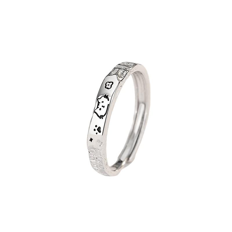 TICIA Original Cat Fish Love Couple Rings Hammered Open Band Men Women