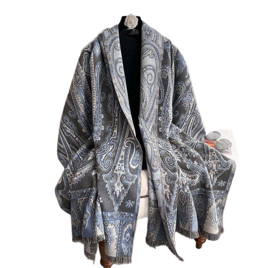 Retro Ethnic Style Shawl, Jacquard Cashew Fringed Scarf, Women'S Outdoor Travel, Outdoor Decoration Dual-Purpose