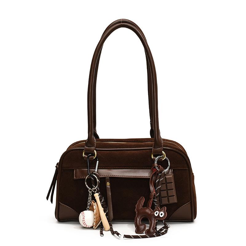 Ретро сумка под мышкой женская осень и зима 2025 новая трендовая корейская нишевая портативная сумка-боулинг большой вместимости для поездок