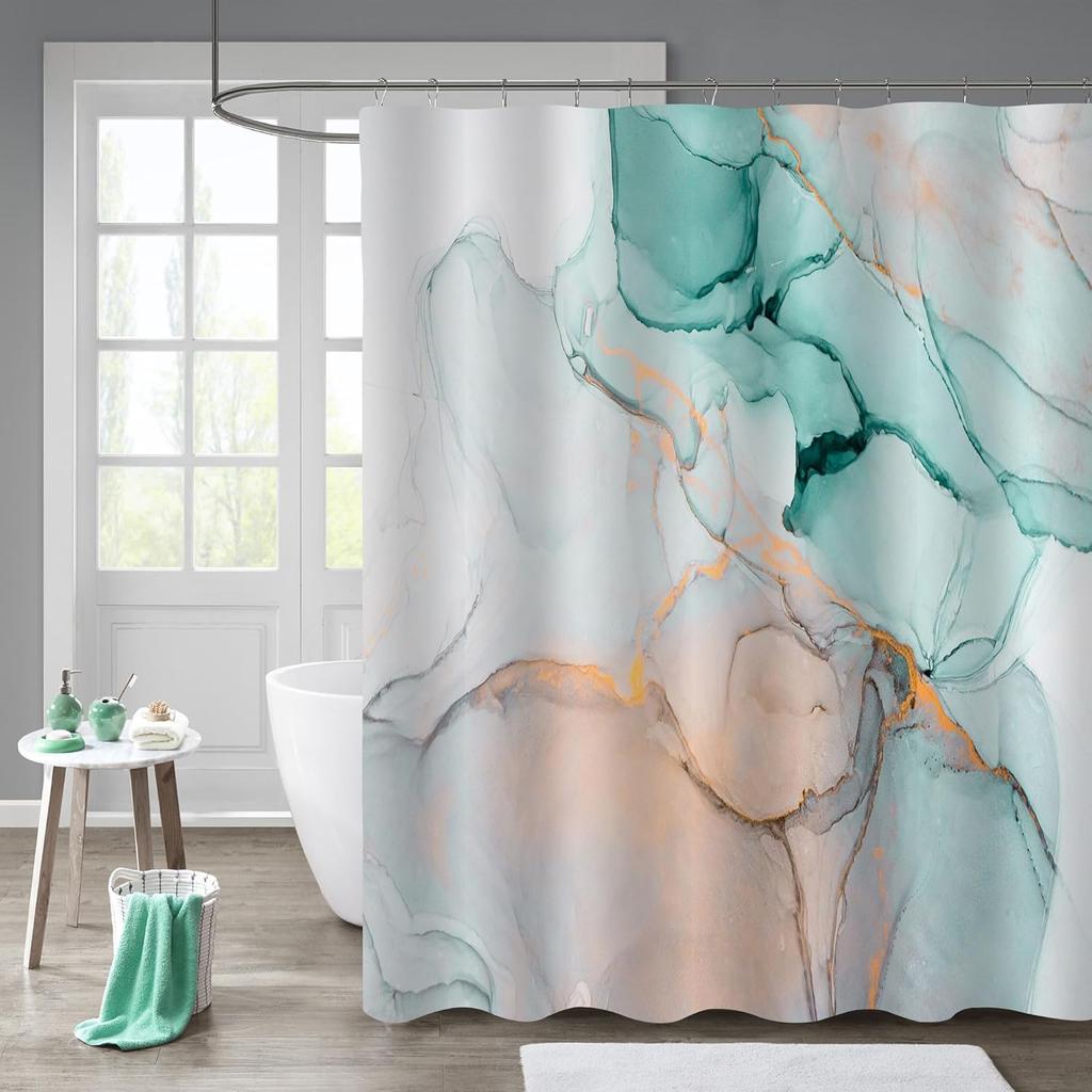 Сине-серый мраморный абстрактный тканевый занавес для душа, современное декоративное водонепроницаемое занавес для душа для ванной комнаты с крючками