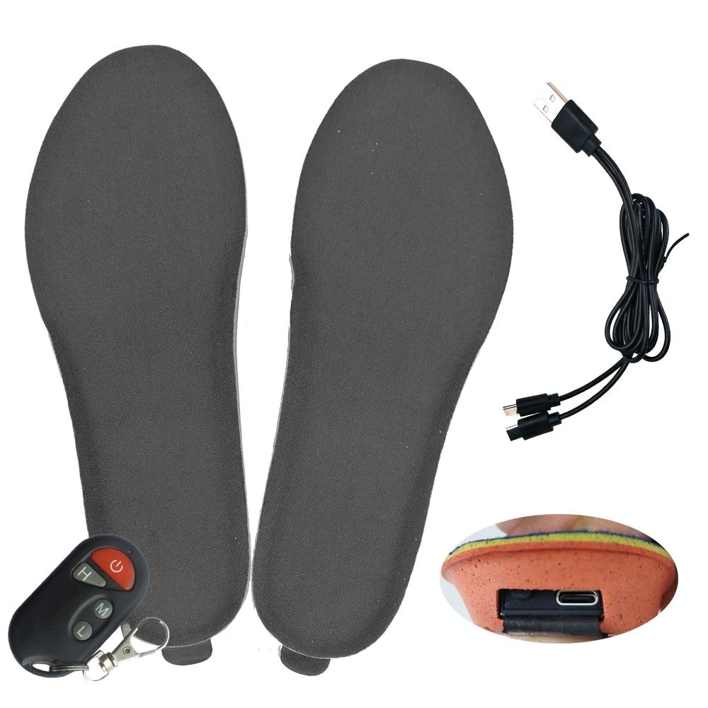 Heated Insoles 2000mAh with Remote Control Male and Female Winter Warm Insole Hiking Memory Sponge Insole Heated Insoles