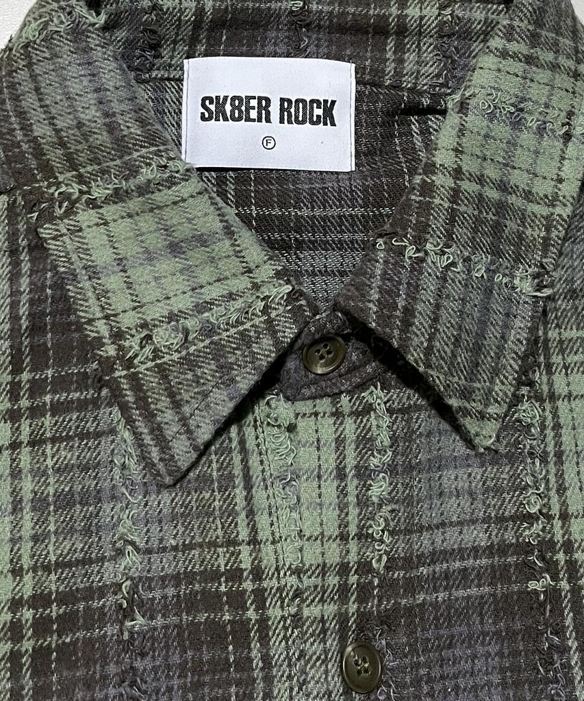 SK8ER ROCK Клетчатая рубашка с крестом и кисточками ((хаки))