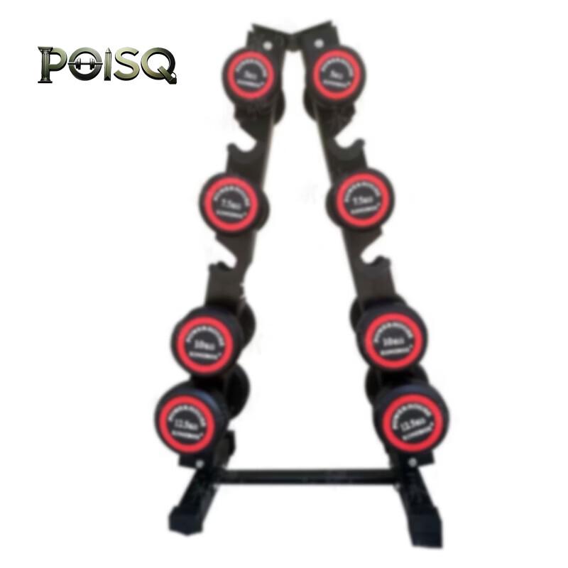 POISQ Commercial Steel Fixed Dumbbell Set with Rack