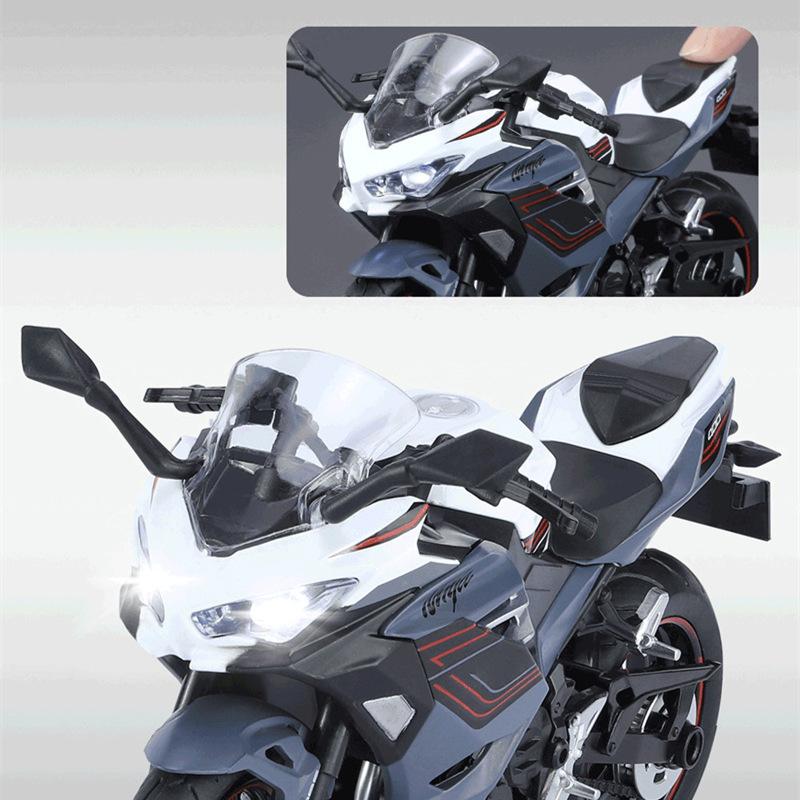 1/12 Kawasakis Ninja 400 Racing Cross-country Motorcycle Model Metal Street Motorcycle Collection Sound and Light Gift