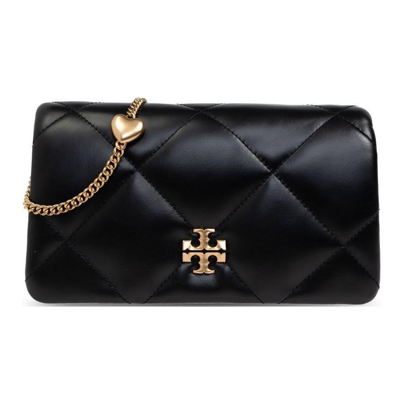 Tory Burch Kira Gold Logo Quilted Design Leather Shoulder Bag Women shoulder bag Black 162139-001