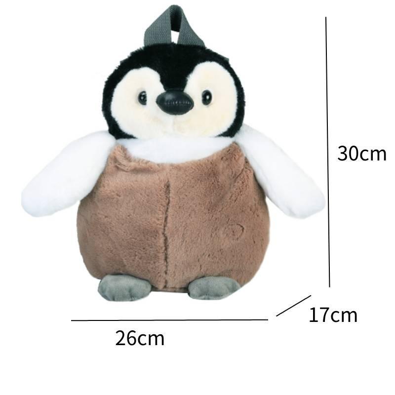 Cute Cartoon Penguin Plush Backpack Ins Style Girl's Bag Brown Soft