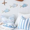 3Pieces Handcrafted Wooden Fish School Wall Hanging Sculpture Ornaments For Coastal Nursery Decors Beach Theme Design