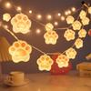 Cat Paw Fairy String Lights PVC String Lamp Cute LED Night Lights  Outdoor Courtyard