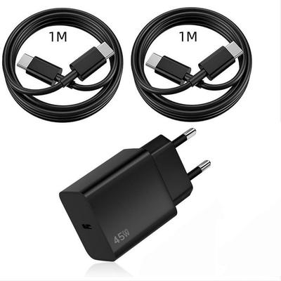 Зарядное устройство - Samsung - 45 Вт - 2 кабеля USB-C 1 м - Совместимо с Galaxy S25 - Черный