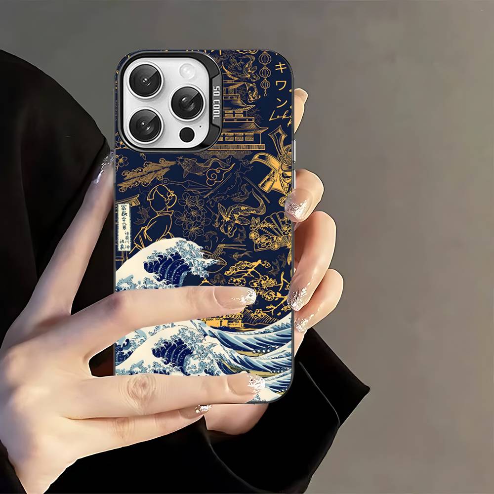 Японские волны Чехол для телефона Для IPhone 17 16 15 14 13 12 11 Pro Max Plus Pro Цветной корпус