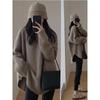 Thickened Solid Color Medium and Long Knitted Sweater Top Women's Autumn and Winter New Loose Soft Waxy Lazy Wind Sweater Pullover