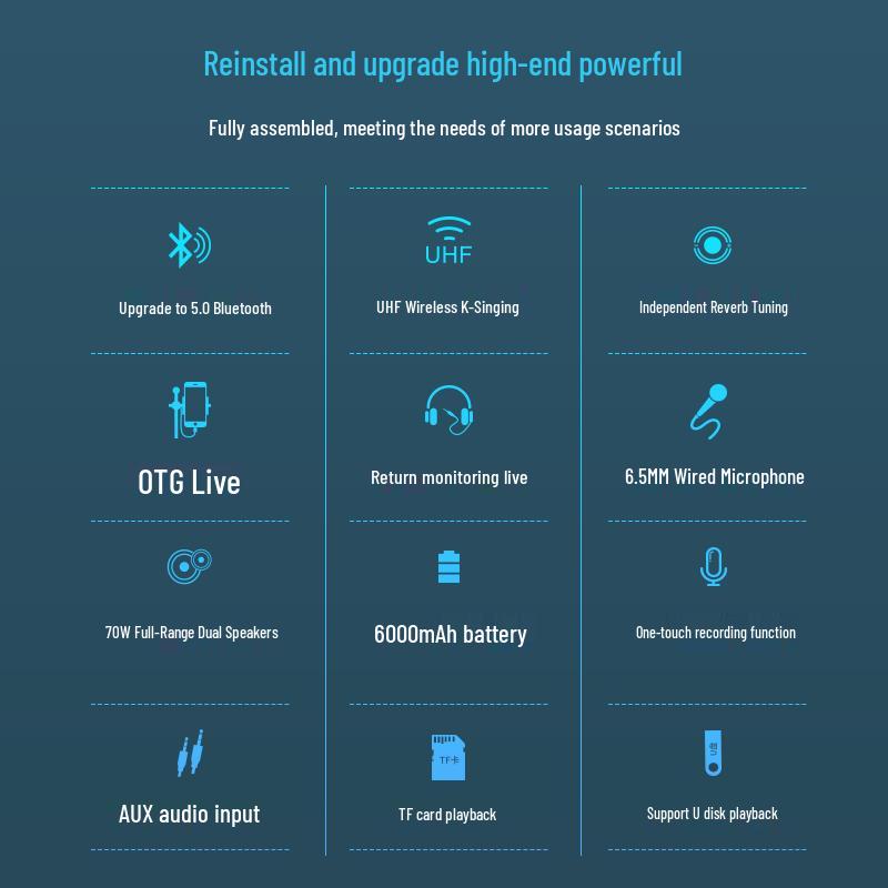 Портативная Bluetooth-колонка K6 для уличного караоке и музыки