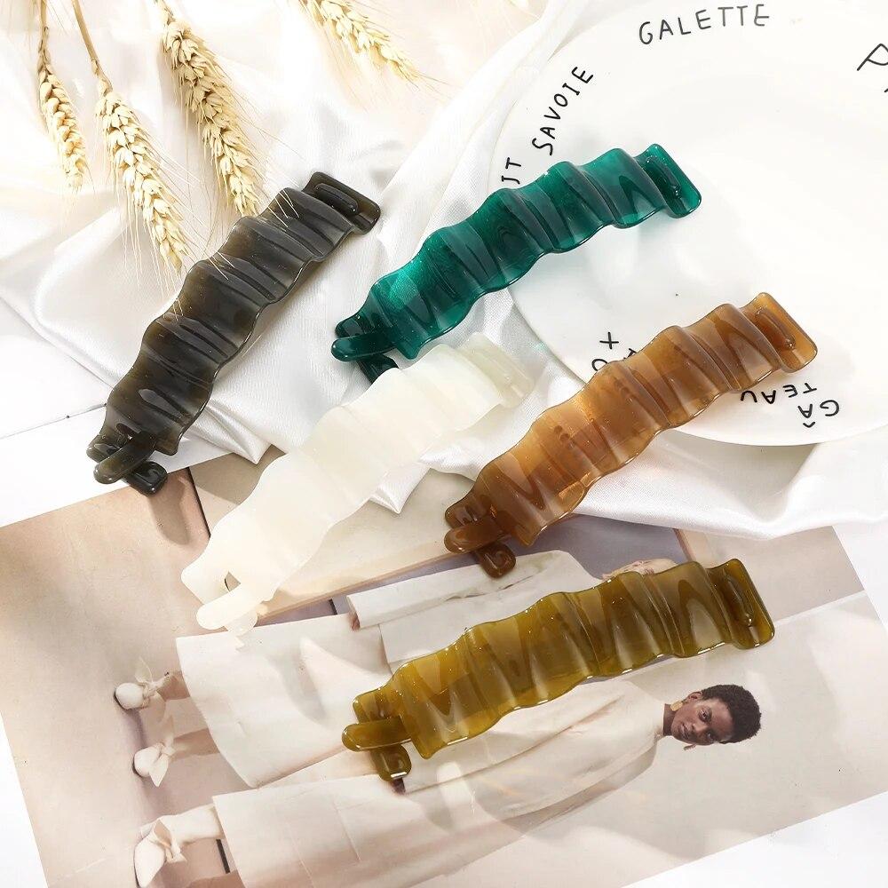 Матовая заколка для хвоста, желейная заколка для волос, женская акриловая волнистая заколка-банан, шпилька для волос, заколка для волос, стильный головной убор