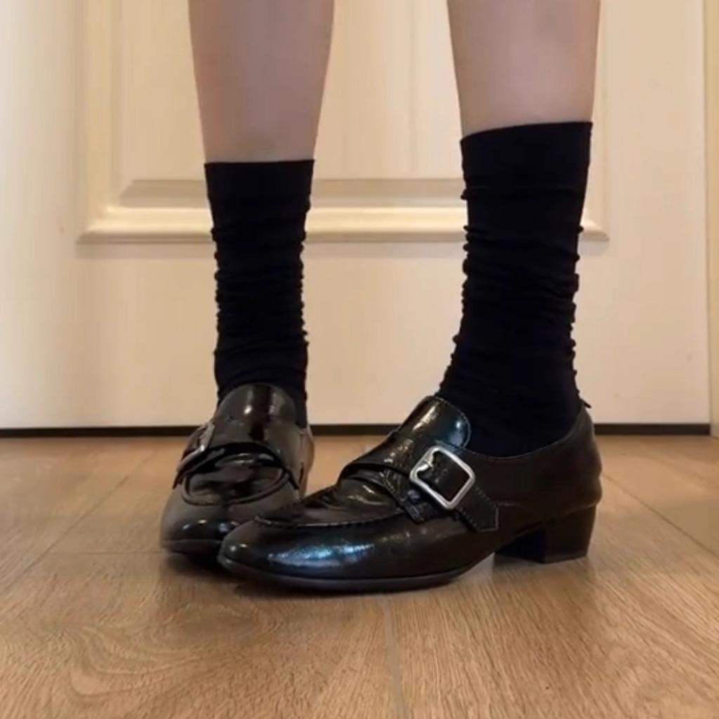 Sheepskin Version~ Premium Sense Retro Leather Thick Heel Loafers Women's Casual Commuting Simple and Comfortable Versatile Small Leather Shoes