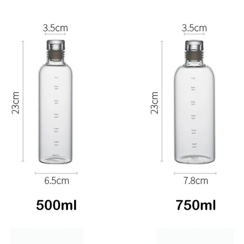500/750 мл прозрачная пластиковая бутылка для воды, маркер времени, креативная большая емкость, герметичная чашка для молока, посуда для напитков, детская школьная спортзал, спортзал