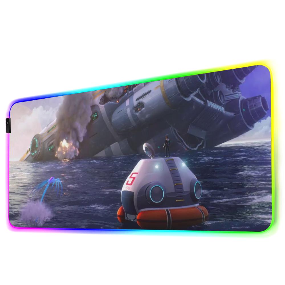 Subnautica Коврик для мыши RGB Игровой коврик для мыши Большой светодиодный коврик Настольный коврик для ПК Светящийся коврик для мыши Большие коврики для клавиатуры Настольный ковер с подсветкой