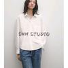 MD Spring and Summer Women's Clothing French Style Young Minimalist Asymmetric Hem Cotton Blend Long Sleeves Shirt 5135835