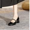 Medium Heel Mary Jane Shoes 2025 Spring New Princess Silver Thick Heel Waterproof Table Single Shoes Women's Small Silver Shoes