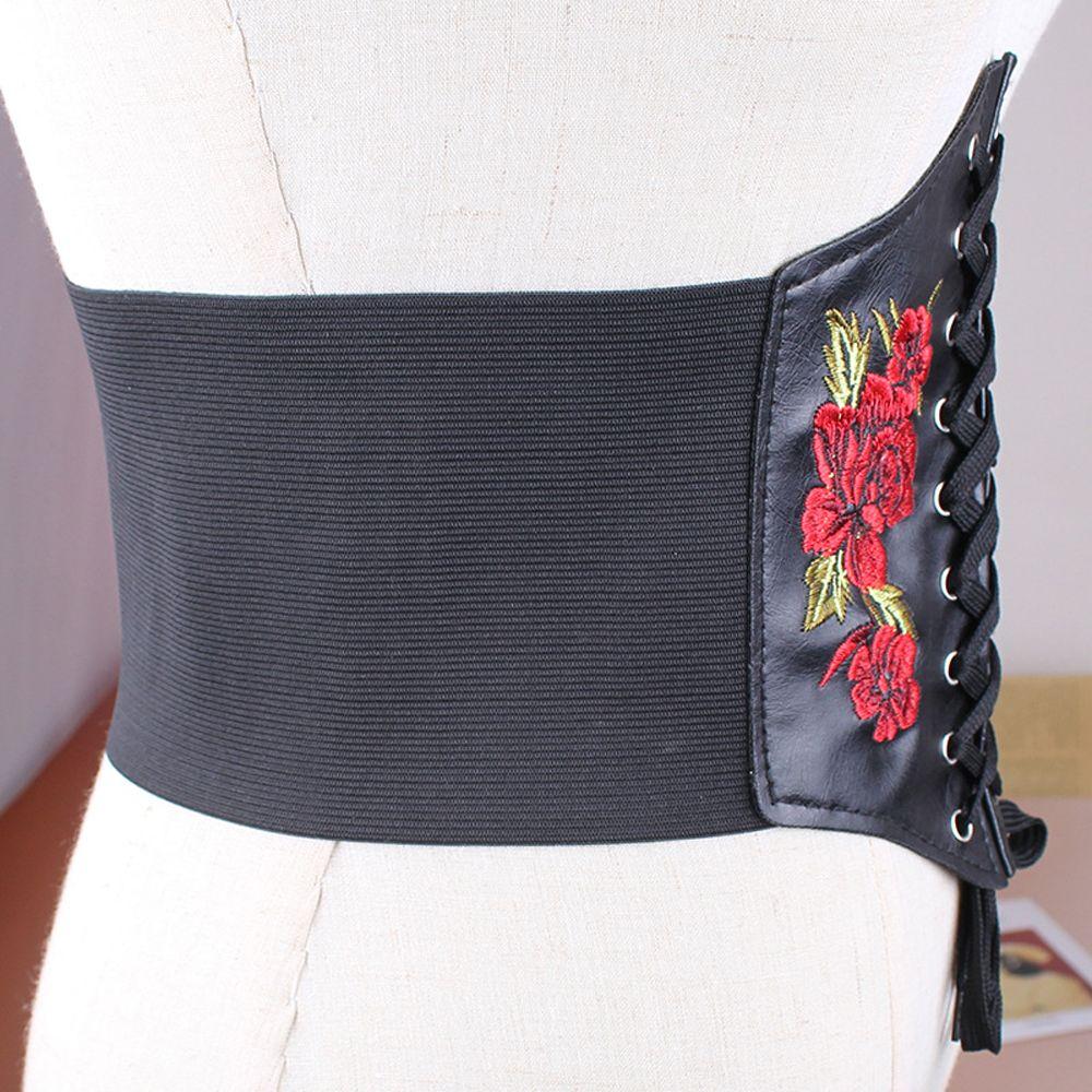 Вышитый узор розы утягивающий пояс корсет женский пояс женское платье кушаки