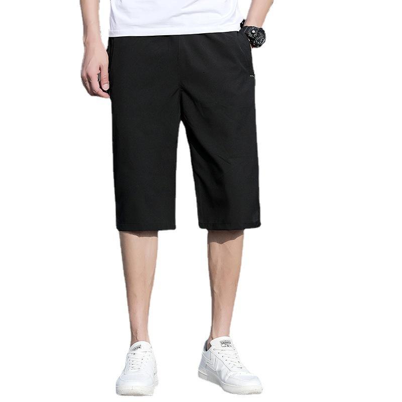 Летние повседневные брюки больших размеров с эластичными шортами с четырех сторон, мужские свободные эластичные укороченные брюки