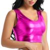 Women's Shiny Metallic Sleeveless Crop Top Rave Party Dance Tee Shirt Blouse Vest Clubwear