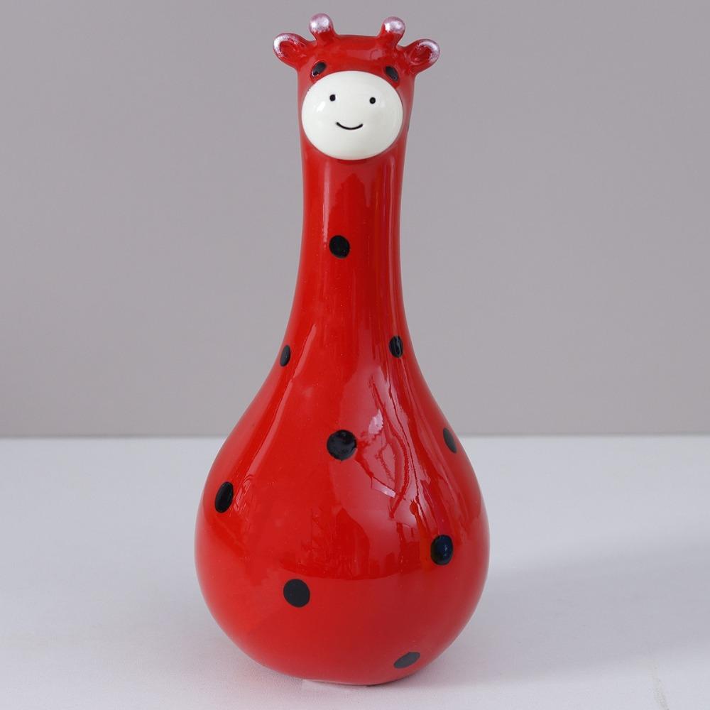 Hand Painted Cartoon Giraffe Resin Vase Novelty Cute Animal Flower Holder Desktop Decor