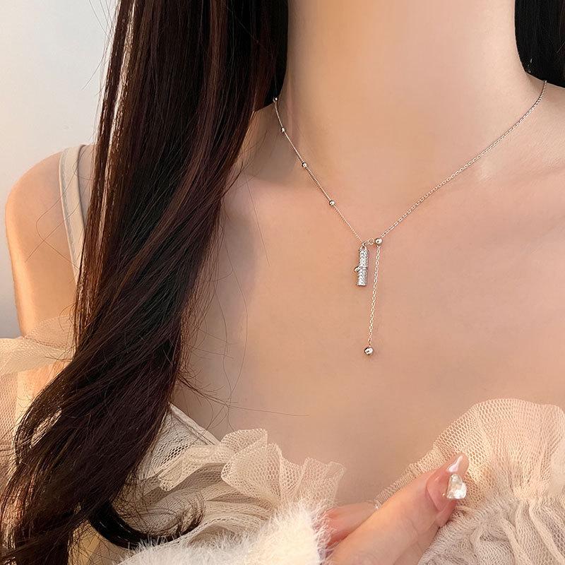 Бамбуковое ожерелье Niche Design Bamboo Stick Tassel Collarbone Chain Женская легкая роскошная темпераментная High-end