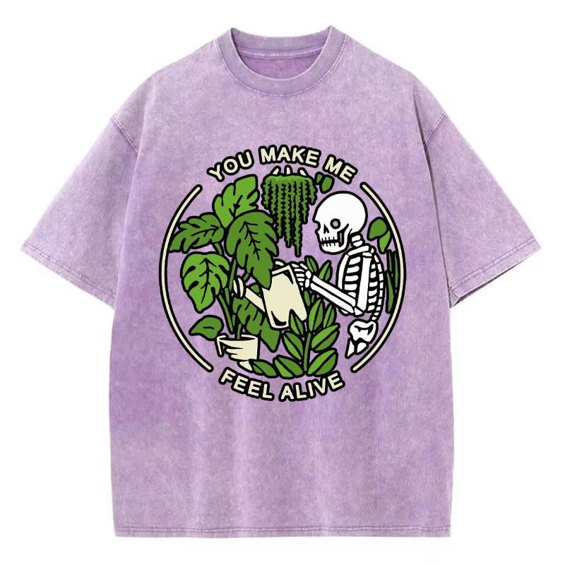 Летняя женская футболка с принтом черепа и растений, оверсайз, с круглым вырезом, вываренная, с эффектом потертости, с коротким рукавом, повседневный топ в стиле Y2K