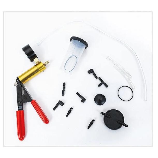 Portable Brake Bleeder Kit Durable Aluminum 2 in 1 Brake Fluid Drain Kit Manual With Gauge Vacuum Pistol Pump Tester