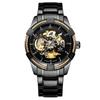 Watches Mechanical Black Skeleton Mechanical Fashion Business Automatic Punk Style and Stainless Steel Band Watch Watches, Men's