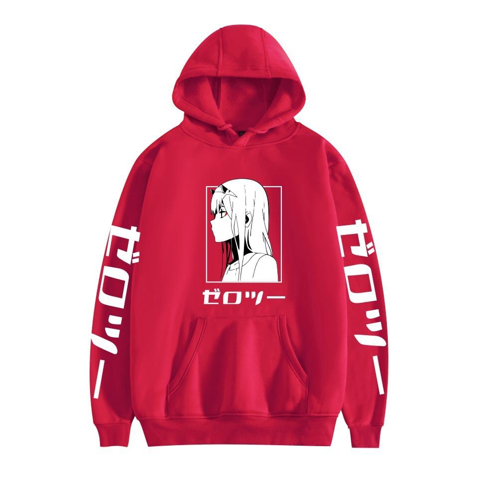Sunman Zero Two Darling In The Franxx Peripheral Print Casual Hooded Sweater Hoodie