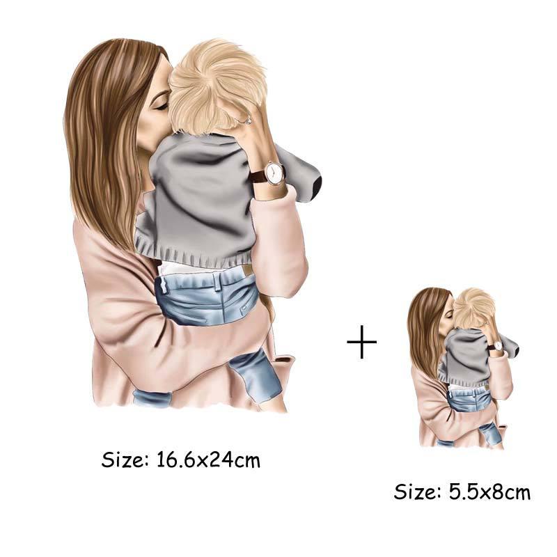 Maternal Love Transfers For Clothing Mom Kiss Boy Clothing Stickers Stripe Eco-Friendly Diy T-Shirt Patches For Clothing