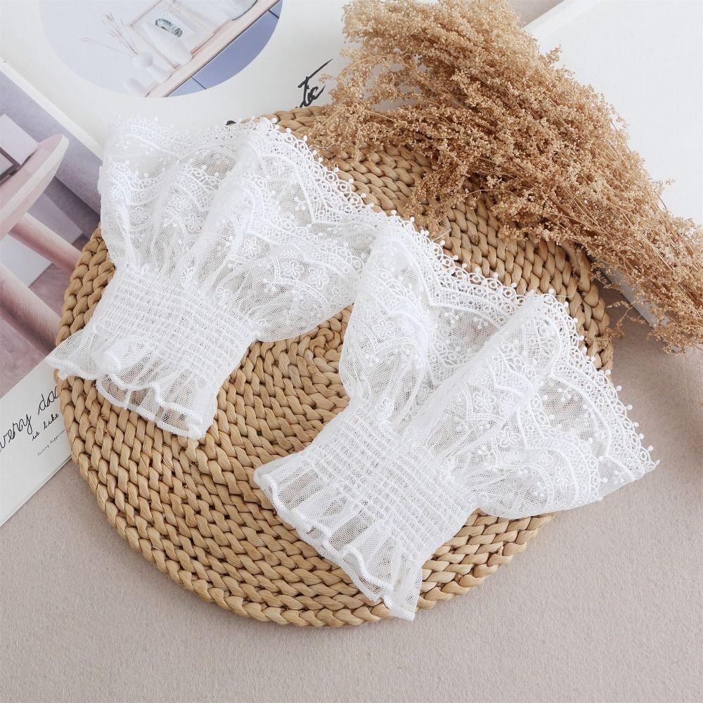Flower Elastic Sleeve Cuffs Double Layer False Cuff Sleeve Lace Fake Cuffs Sweater Decorative