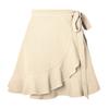 One Piece Lace Up Skirt High Waist Solid Color Ruffled Edge Short Skirt Cross-border Women's Clothing
